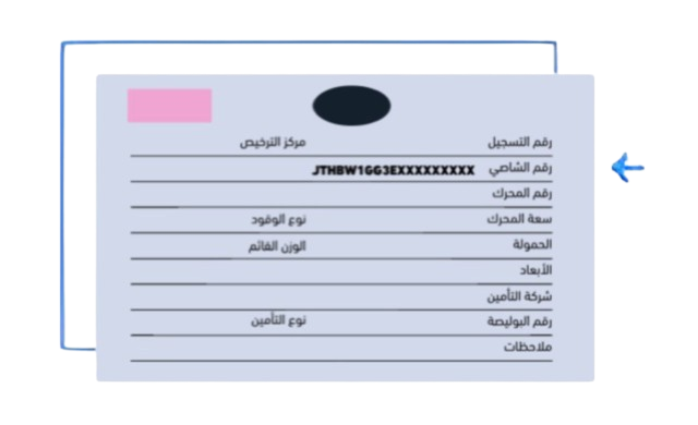 مثال على وثائق المركبة ورخصة السير